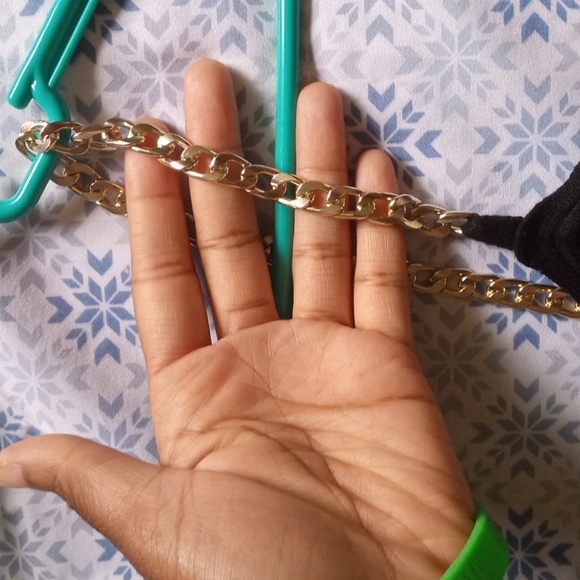 Women's*Gold Chain* Black Strap Dress - Picture 2 of 7